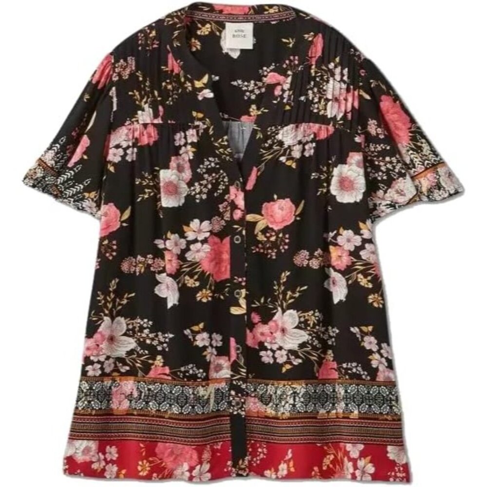 Woen's Flutter Short Sleeve Blouse - Knox Rose™ Black
